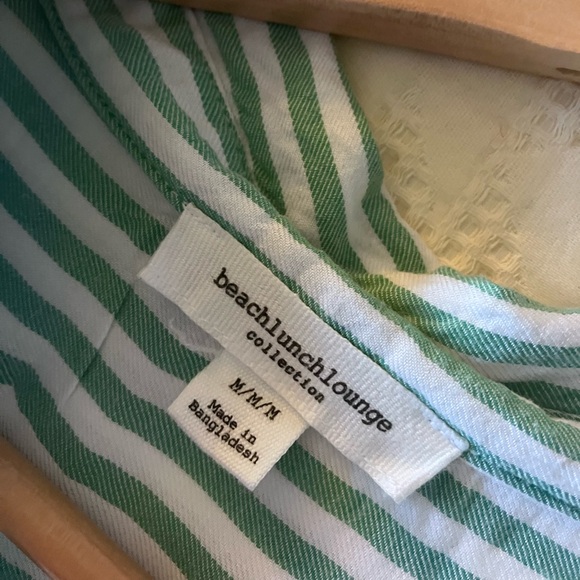 BEACHLUNCHLOUNGE Green and White Striped Button Down Size M - Picture 9 of 10